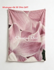 Christian Dior Pink Floral Flannel Sofa Throw Blanket D347